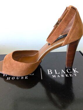 White House Black Market Rosalie Suede Sandal Ankle Strap Heels Size 10